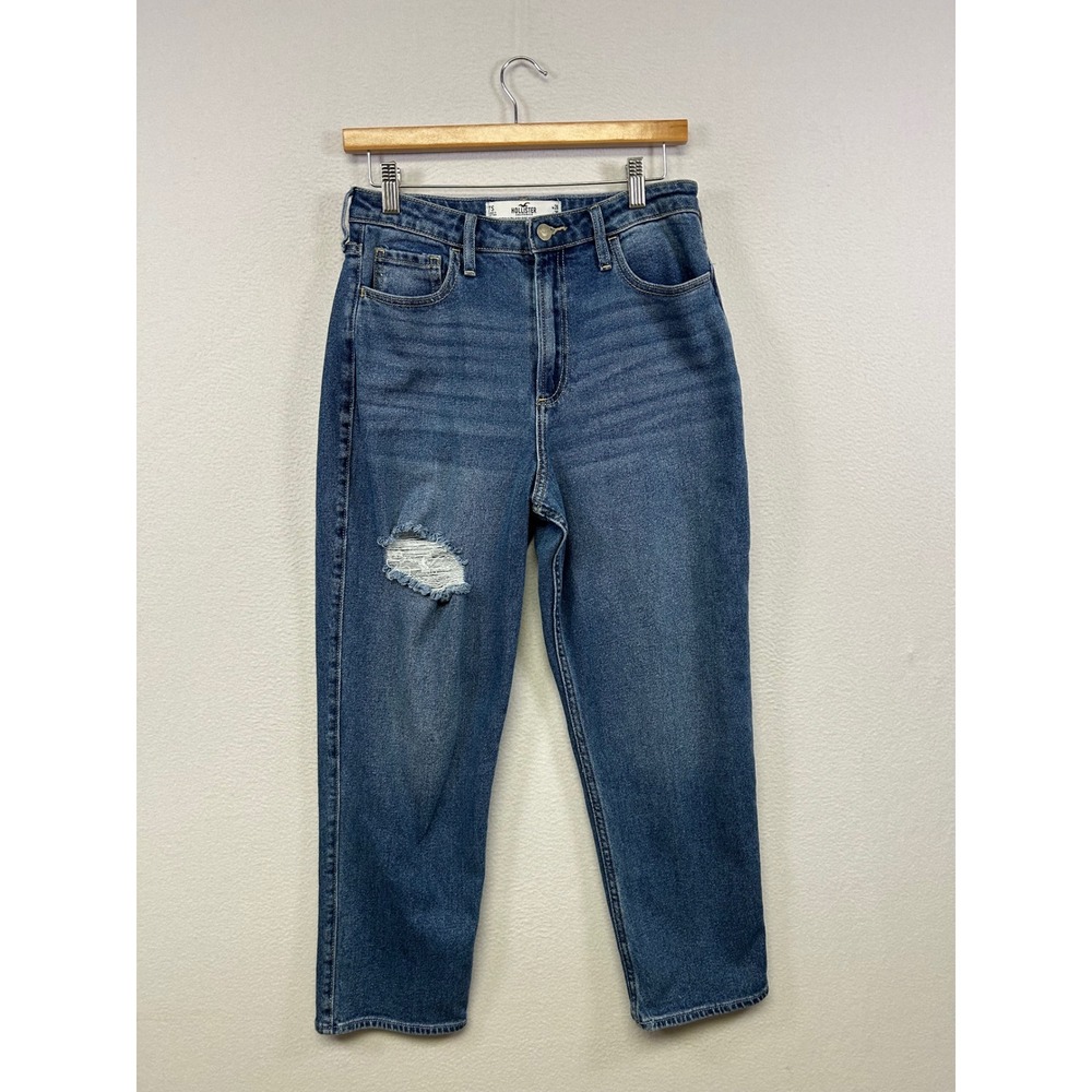 Hollister Vintage High Rise Straight Womens 7S W28 L25 Blue Distressed Jeans